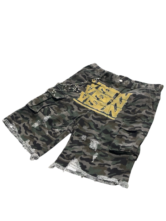 “VISION” CAMO CARGO SHORTS