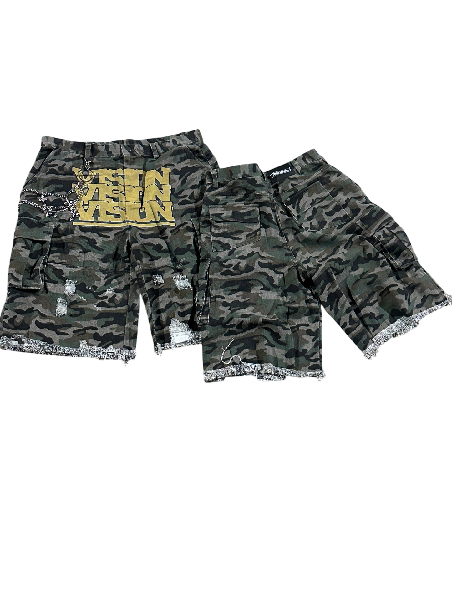 “VISION” CAMO CARGO SHORTS